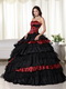 Exquisite Black Ball Gown For Quince Wine Red Leopard Zebra Like Princess