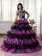 Zebra Bodice Purple and Black Layers Skirt Dress For Quince Like Princess