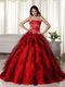 Red and Black Ombre A-line Skirt Quinceanera Dress 2014 Like Princess