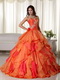 Orange And Hot Pink Contrast Designer Quinceanera Dress Like Princess