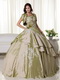 Light Olive Green Taffeta Quince Ball Gown Dress And Jacket Like Princess