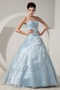 Baby Blue Sweetheart A-line Puffy Organza Dress For Quince Like Princess