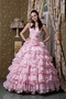 Baby Pink One Shoulder Ruffled Layers Quinceanea Dress Puffy Like Princess