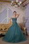 Peacock Green Sweetheart Puffy Skirt Quince Dress For Quinceanera Like Princess