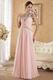 A-line Floor Length Pink Chiffon Skirt Prom Dress With Diamonds