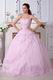 Inexpensive Embroidery Pink Quinceanera Dress Gown