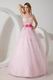 Sweetheart Neck Pink Prom Dress Tulle With Fuchsia Belt