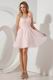 One Shoulder Flower Strap Pink Girls College Dress