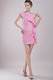 One Shoulder Cute Pink Prom Mini Dress With Ruffles Design