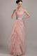 One Shoulder Ruffles Skirt Pink Prom Dress With Silver Belt