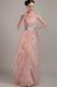 One Shoulder Ruffles Skirt Pink Prom Dress With Silver Belt