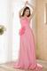 Noble Strapless A-Line Skirt Pink Prom Dress With Fan Design