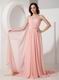 One Shoulder Watermelon Pink Watteau Train Prom Dress 2014