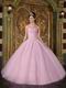 Top Designer Quinceanera Dress With Strapless Pink Tulle Skirt