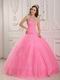 Lovely Sweetheart Pink Ball Gown Skirt Quinceanera Dress