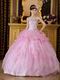 Pink Quinceanera Dress Strapless Floor Length Ball Gown