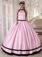 Scoop Neckline Baby Pink Quinceanera Dress With Black Bordure