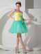 Stylish Spring Green And Bright Yellow Contast Color Short Prom Dress