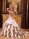 Stylish Ball Gown Ruffles White And Leopard Print La Quinceanera Dress