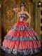 Discount Sweetheart Zebra And Orange Pink Layers Ball Gown Quinceanera Dress