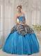 Princess Printed Zebra Bodice Quinceanera Dress With Aqua Ball Gown