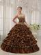 Sexy Brown And Leopard Print Interphase Layers Girls Quinceanera Dress