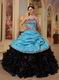 Sky Blue Sweetheart New Arrival Black Quinceanera Dress With Zebra