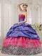 Exclusive Strapless Bubble Floor Length Zebra With Pink Quinceanera Dress