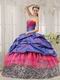 Exclusive Strapless Bubble Floor Length Zebra With Pink Quinceanera Dress