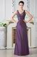 StrapsV Neck Column Purple Taffeta Evening Party Dress