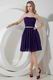 Noble Strapless Belt Knee Length Purple Chiffon Short Prom Dress