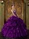 Top Designer Cascade Skirt Pansy Purple Quinceanera Gowns