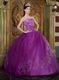 Embroidered Stars Purple Quinceanear Adult Ceremony Dress