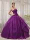 Purple Quinceanera Dress With Puffy Floor Length Skirt