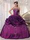 Strapless Embroidery Dark Magenta Quinceanera Season Dress