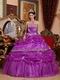 Strapless Purple Organza Puffy Dress To Quinceanera Wear