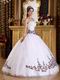 White Quinceanera Dress With Brown Embroidered Skirt