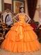 Layers Orange Skirt Quinceanera Dress With Bowknot Decorate