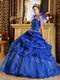 Royal Blue Floor-length Quinceanera Dress With Spaghetti Straps