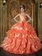 Ruffles Skirt Orange Sweetheart Puffy Quinceanera Gown