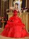 Pretty Scarlet Quinceanera Dress With Black Embroidery