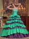 Spring Green And Purple Layers Skirt Quinceanera Dress