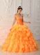 Orange Cascade Skirt Quinceanera Dress Pretty Styles