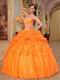 Orange Ball Gown Sweetheart Style Puffy Dress For Cheap