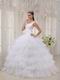 Square Neckline Cascade Ball Gown White Quinceanera Dress