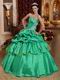 Strapless Spring Green Turquoise Quinceanera Party Gown