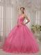 Flaring Sweetheart Pink Sequined La Quinceanera Dresses