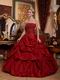 Strapless Floor Length Wine Red Bubble Quinceanera Gown