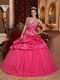 Applique Halter Floor-length Deep Pink La Quinceanera Dresses