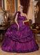 Handmade Flowers Purple One Shoulder Quinceanera Dress